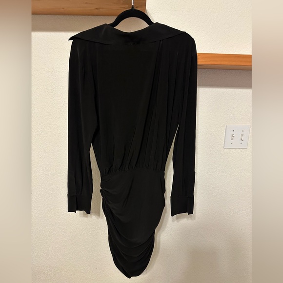 Norma Kamali Women's Boyfriend Shirt Shirred Skirt Dress Black Size Small - Picture 7 of 10